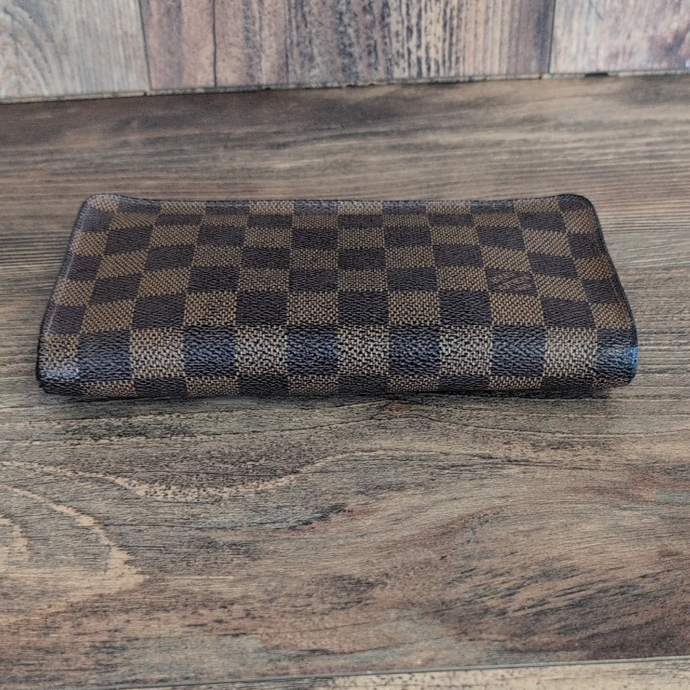 Louis Vuitton Rich Brown Damier Ebene Leather Zippy Long Wallet